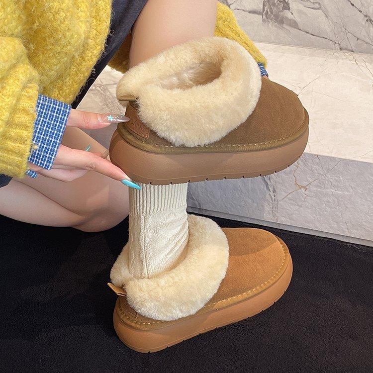 Snow Boots Women's Shoes 2025 Autumn and Winter Versatile Casual Warm Velvet Snow Cotton Shoes Fluffy Shoes Children