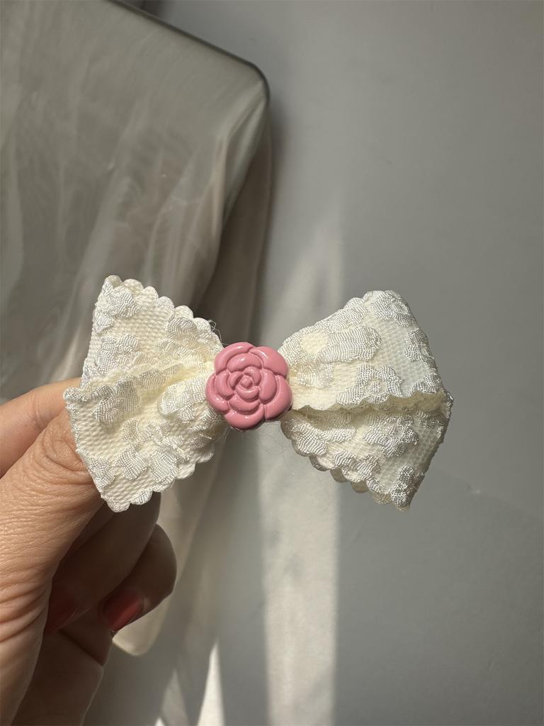 White Lace Bow Hair Clips for Girls Kawii Barrettes Cute Heart Hair Accessoires Kids Colored Ribbon Woman Hairpins Hairgrip
