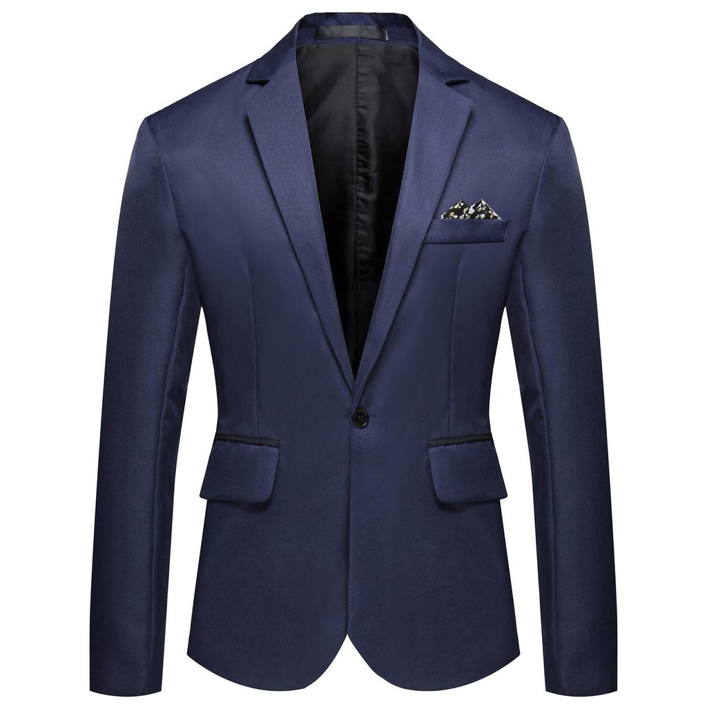 Men's Casual Business Wedding Long Sleeve Buttons Slim Fit Suit Coat Jacket