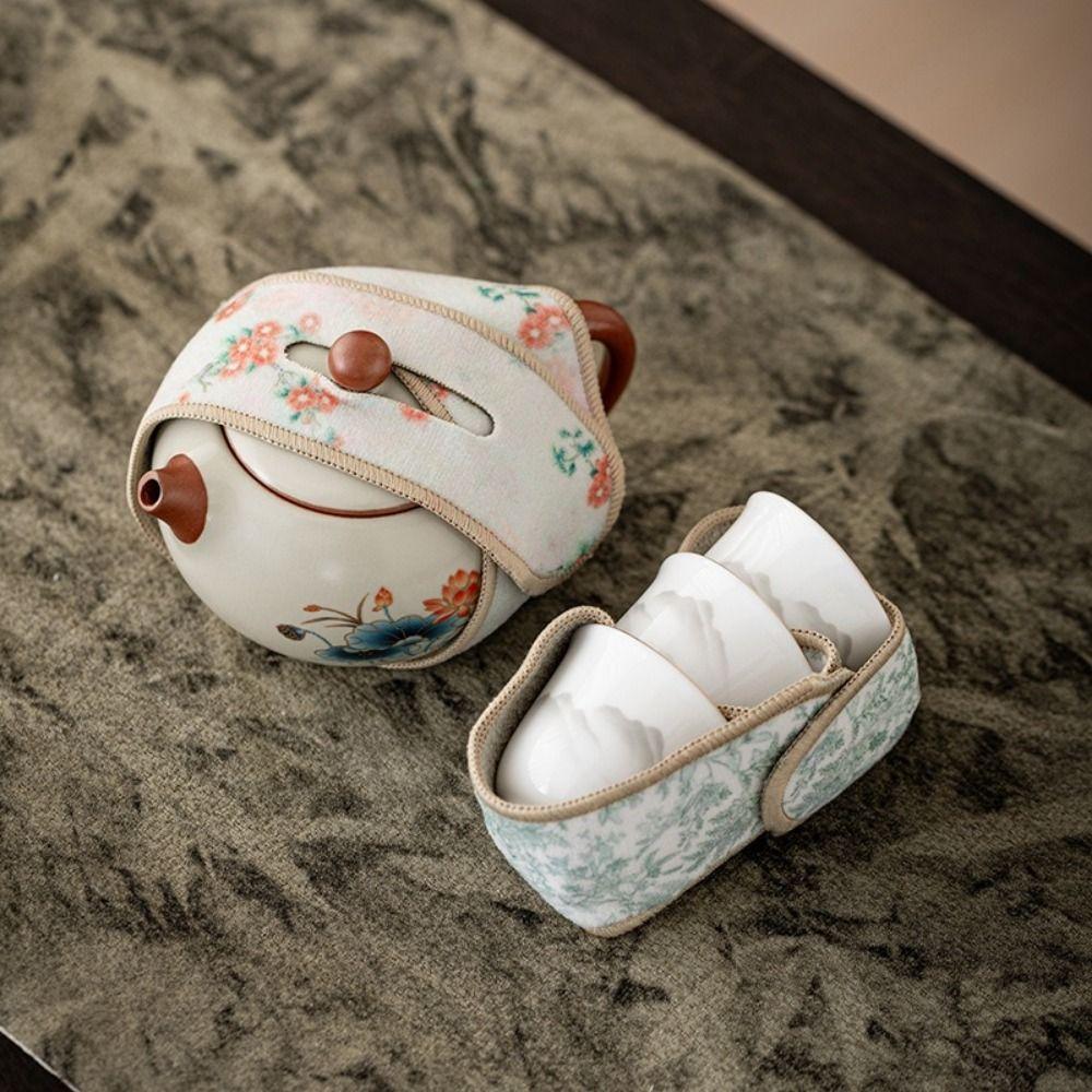 Anti-Drop Tea Set Protective Cover Bump-proof Tea Accessories Teapot Carrying Cover Outdoor Use