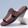 Herren Schwarz Leder Hausschuhe Einfache flache Sandalen Sommer Braun Outdoor Römische Sandalen Outdoor Strandschuhe für Vater Übergröße