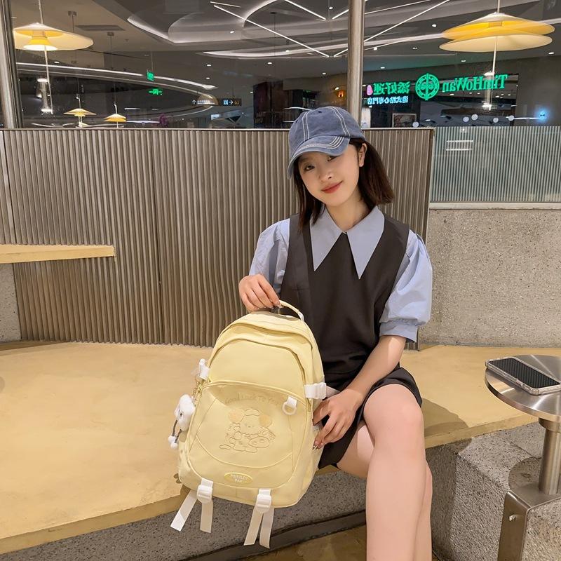 Schoolbag Female Korean Version Solid Color Small Fresh High School College Student Backpack Campus Ins Fengsen Series Simple