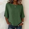 Women's Vintage Neck Short Sleeve T-Shirt Loose Fit Blouse for Everyday Wear