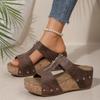 Women’s Platform Studded Open-Toe Slide Sandals Wedge Heel