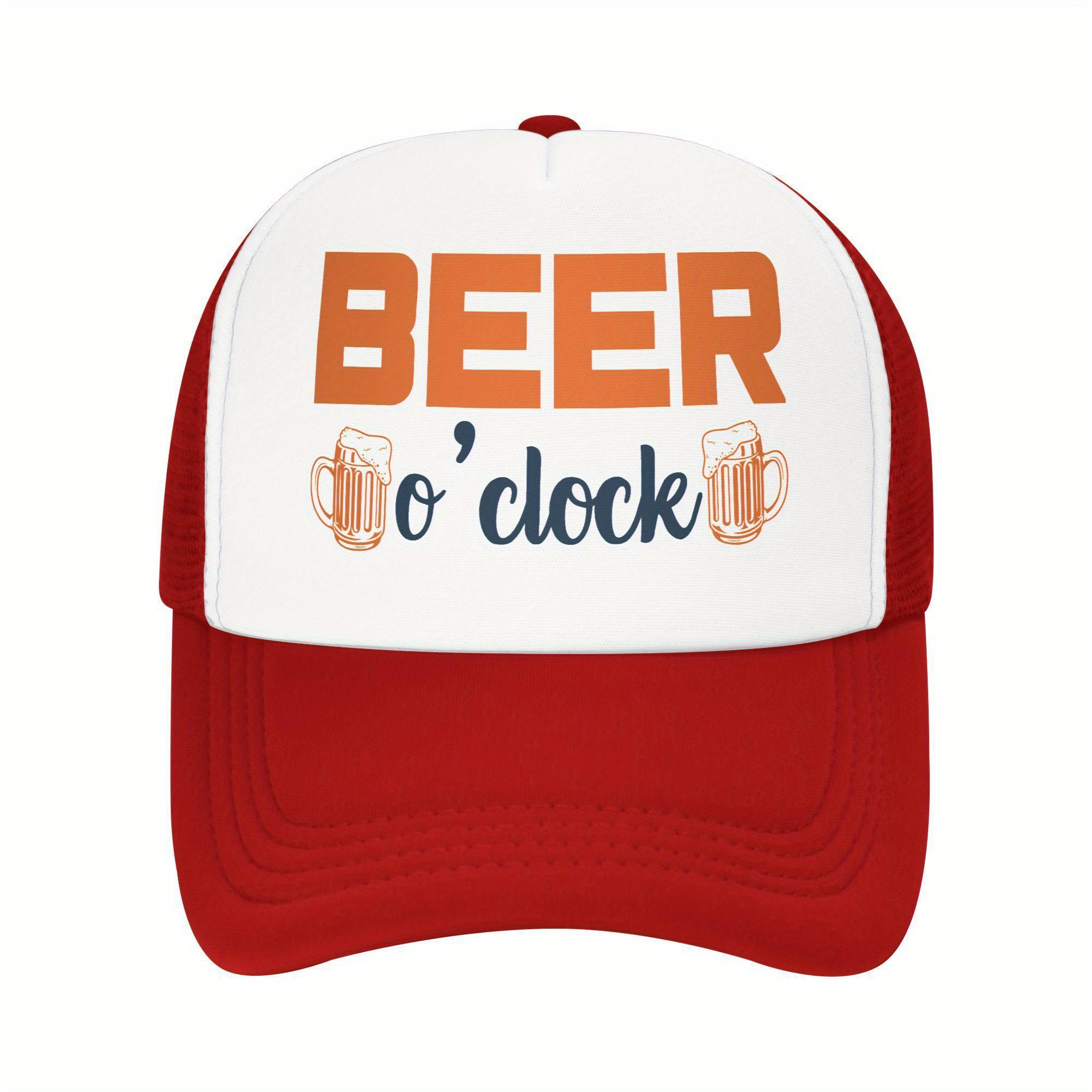 Beer OClock Graphic Trucker Hat Funny Beer Lover Mesh Baseball Cap Casual Outdoor Adjustable One Size