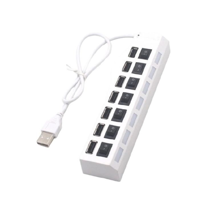 7-портовый USB2.0 разветвитель с индивидуальными переключателями, USB2.0 порт для зарядки, USB-разветвитель, адаптер питания, удлинитель-разветвитель