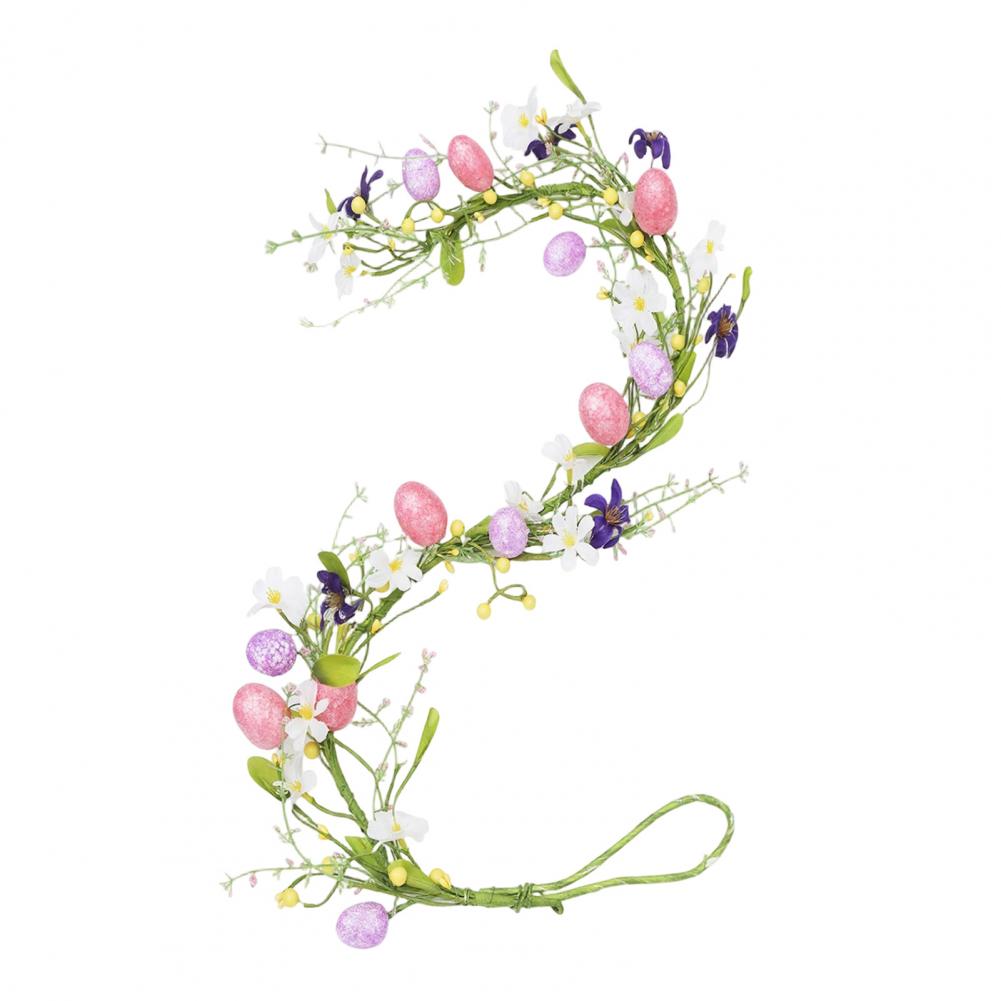 

Easter Garland Artificial Floral Spring Garland with Foam Eggs Flowers for Mantle Fireplace Easter Party Indoor Outdoor Decor