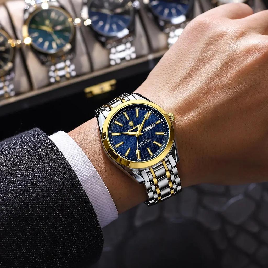 Luxury Watch For Man Waterproof Luminous Date Week Stainless Steel Men Watch Casual Quartz Men's Watches Male Clock