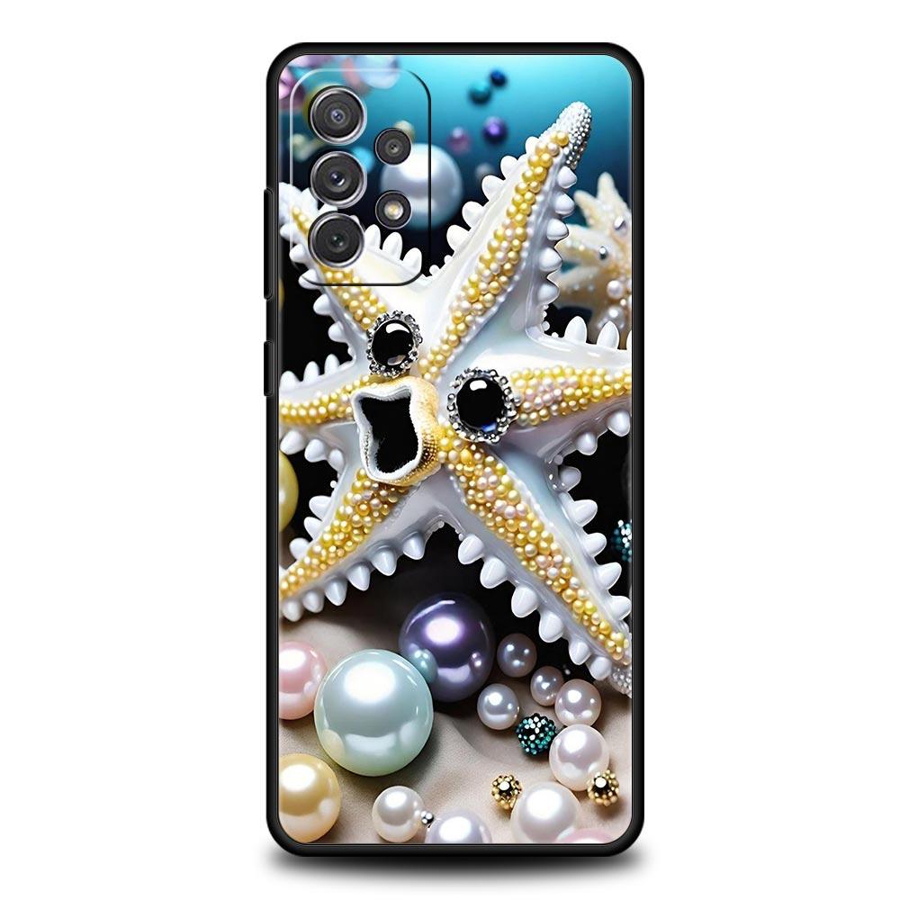 Ocean Coastal Seashell Seaweed Pattern Phone Case for Samsung Galaxy A55 A35 A15 A14 A13 A25 A54 A51 A71 A72 A73 A32 5G Soft TPU