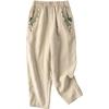 Women's Retro Embroidered Cotton-Linen Carrot Pants: 2024 Loose Harem Style for Spring, Summer, and Autumn