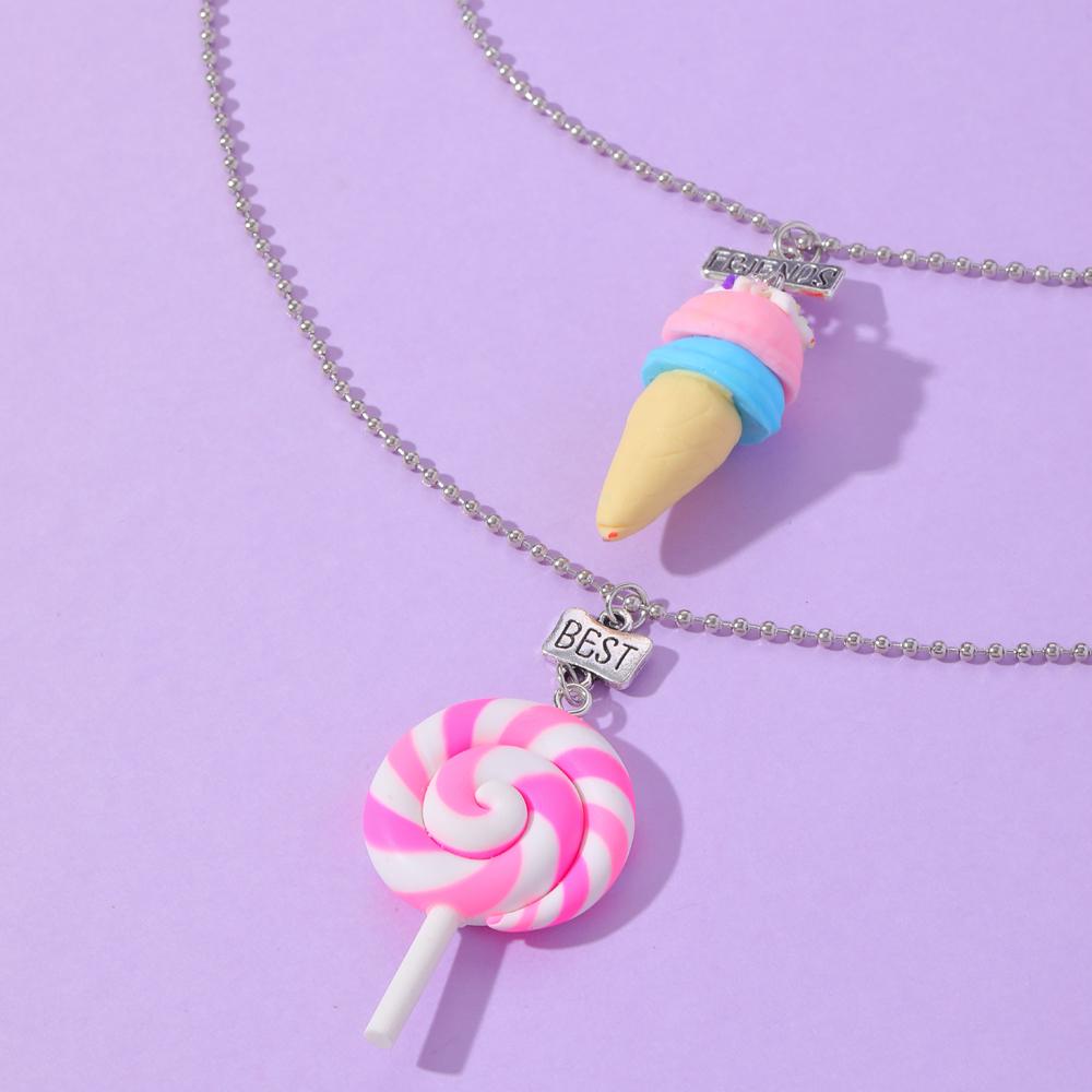 15 Stil Polymer Clay Anhänger Best Friends Halsketten Set BFF Fimo Regenbogen Lutscher Eiswaffeln Anhänger Perlen Kette Kinder Geschenk