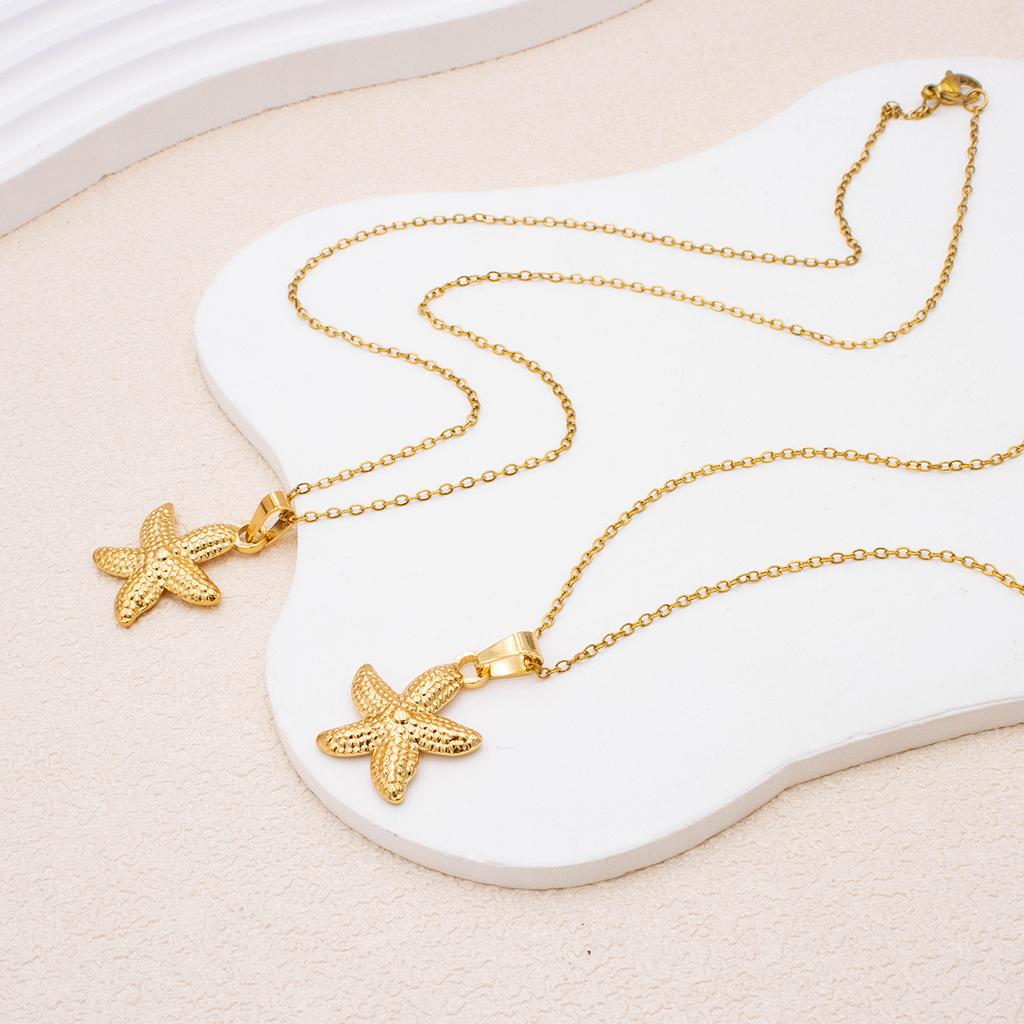 Ocean Starfish Pendant Necklace for Women Gold Plated Stainless Steel Choker Necklace Waterproof Summer Beach Fashion Jewelry