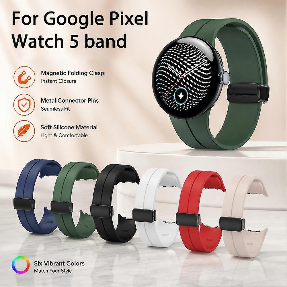 Google Pixel Watch Band - Magnetic Fold Clasp Strap Compatible with Pixel Watch 5