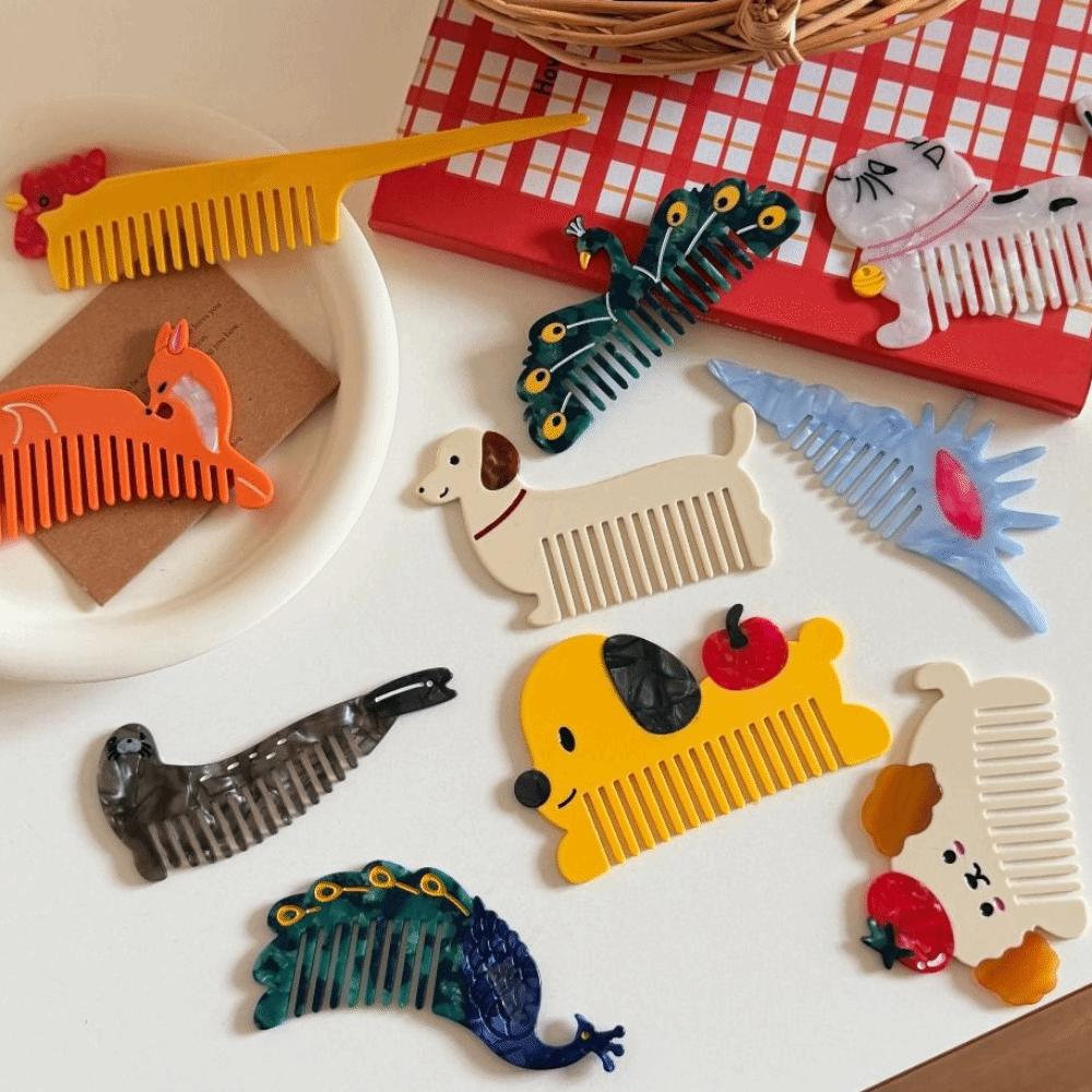 Acetic Acid Cartoon Makeup Comb Fruit Hairdressing Combs Animal Acetate Comb  Dormitory