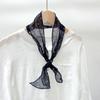 Summer Navy Blue Polka Dot Small Neck Tie Printing Linen Women's Long Scarf 10*103cm Striped Small Silk Scarf Neck Protection