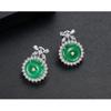 WWJ Exclusive Design Green Clear Zirconia Jewelry Round Stud Earrings