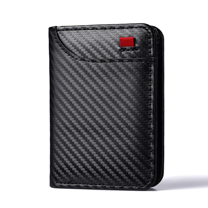 Portafoglio Uomo Sottile con Fantasia in Fibra di Carbonio, Portafoglio Bifold con Blocco RFID, Portacarte Minimalista per Tasca Anteriore, Portafoglio con Clip per Banconote per Uomo