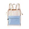 Embroidered Contrast Color Canvas Backpack Travel Backpack Blue Letter Design Stylish Dual Shoulder Bag