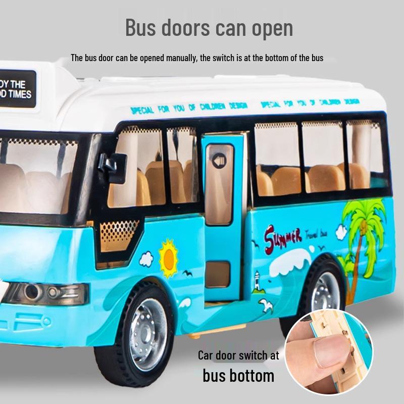 Children's Double-Decker Bus Toy: Convertible Police/Sightseeing Model with Openable Doors, Sound, Light & Inertial Motion