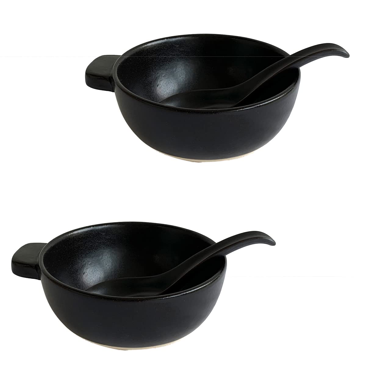 

Kamoshika Douguten Tonburi and Rice Bowl Set for 2, 2 Side Plates and Small Bowls, Banko Ware, Made in Japan, Black