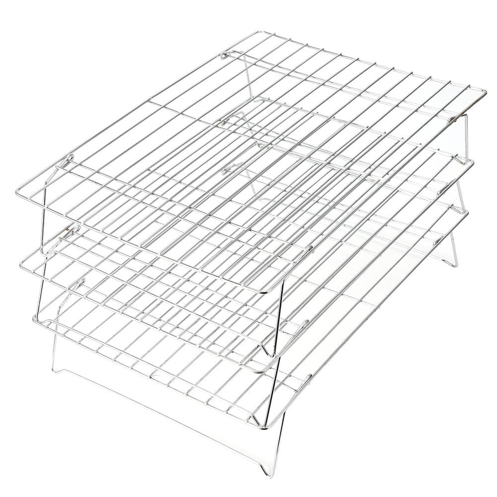 3?Tier Cooling Rack Collapsible Folding Legs for Cookies Cakes Kitchen Baking Grilling Tool