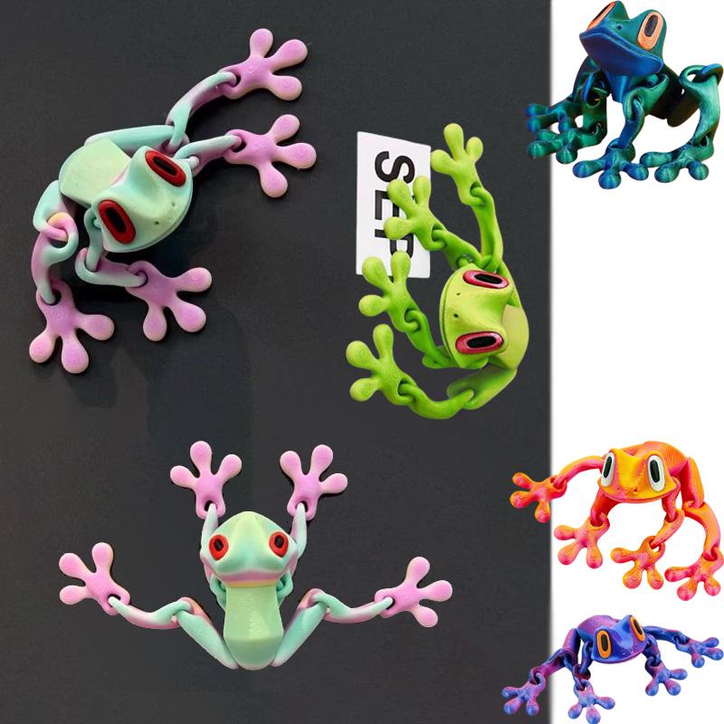 3D Printing Creative plus Humorous Lifelike 3D Frog Variable Style Refrigerator Magnets Playthings Action Children Movable Joint Fidget Playthings
