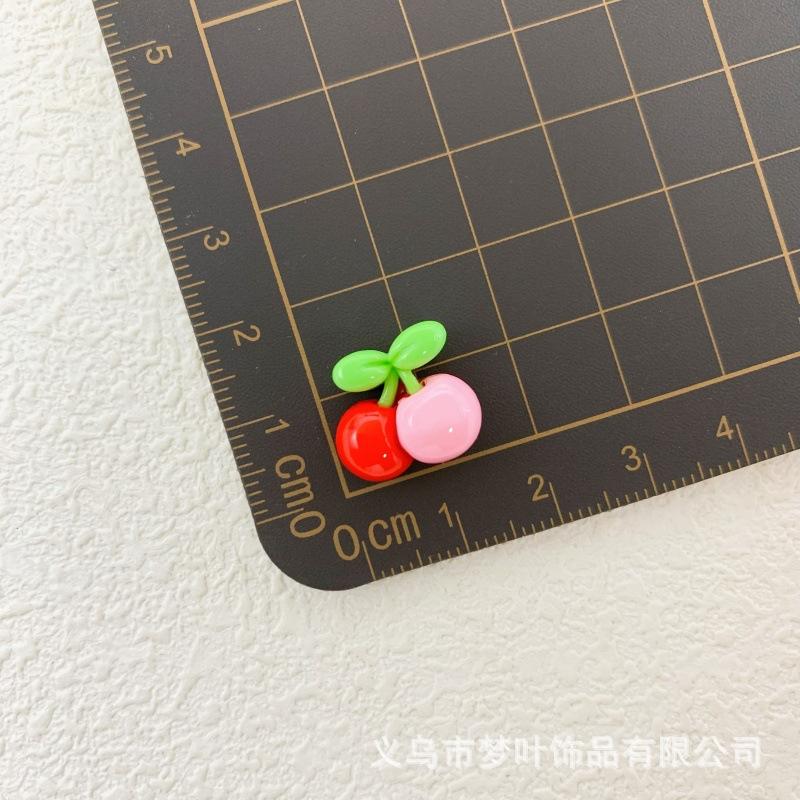 Mini Simulation Red Cherry Fruit Resin Accessories DIY Cream Glue Headband Hair Clip Stationery Patch