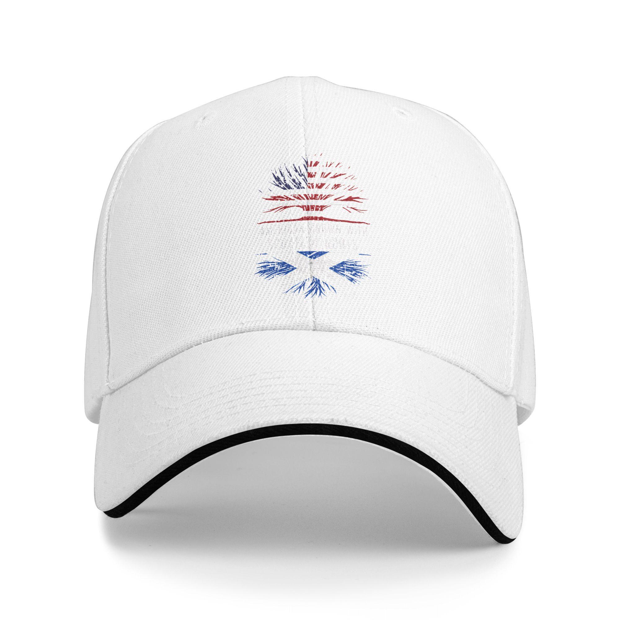 

Summer American Grown with Scottish Roots USA Flag Baseball Cap Outdoor Gym Casual Sun Trucker Hat Unisex-Teens Baseball Caps One Size белый