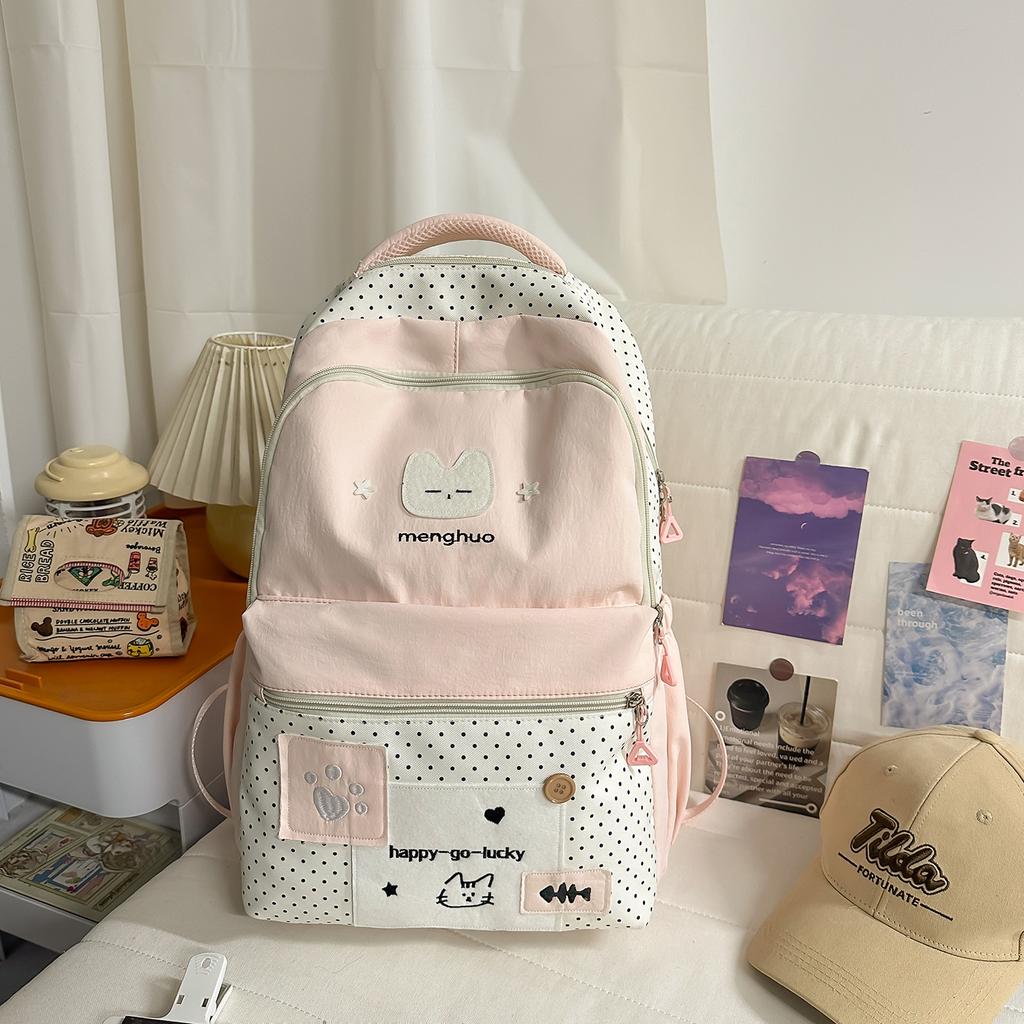 Schoolbag cute college schoolbag female niche design versatile Korean ins college style junior high school students lightweight backpack