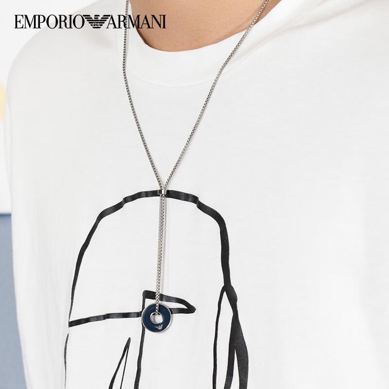 Emporio Armani Simple Peace Buckle Pendant Stainless Steel Necklace Men Necklace EGS2609040