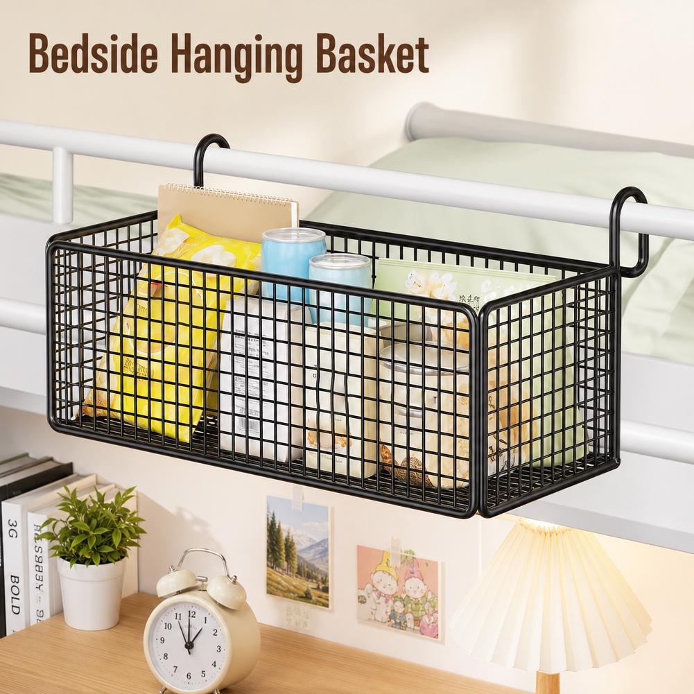 Bunk Bed Organizer No-Drill Bedside Storage Rack No-Drill Storage Basket Simple Design Dorm Storage Rack For Bunk Bed Bedroom