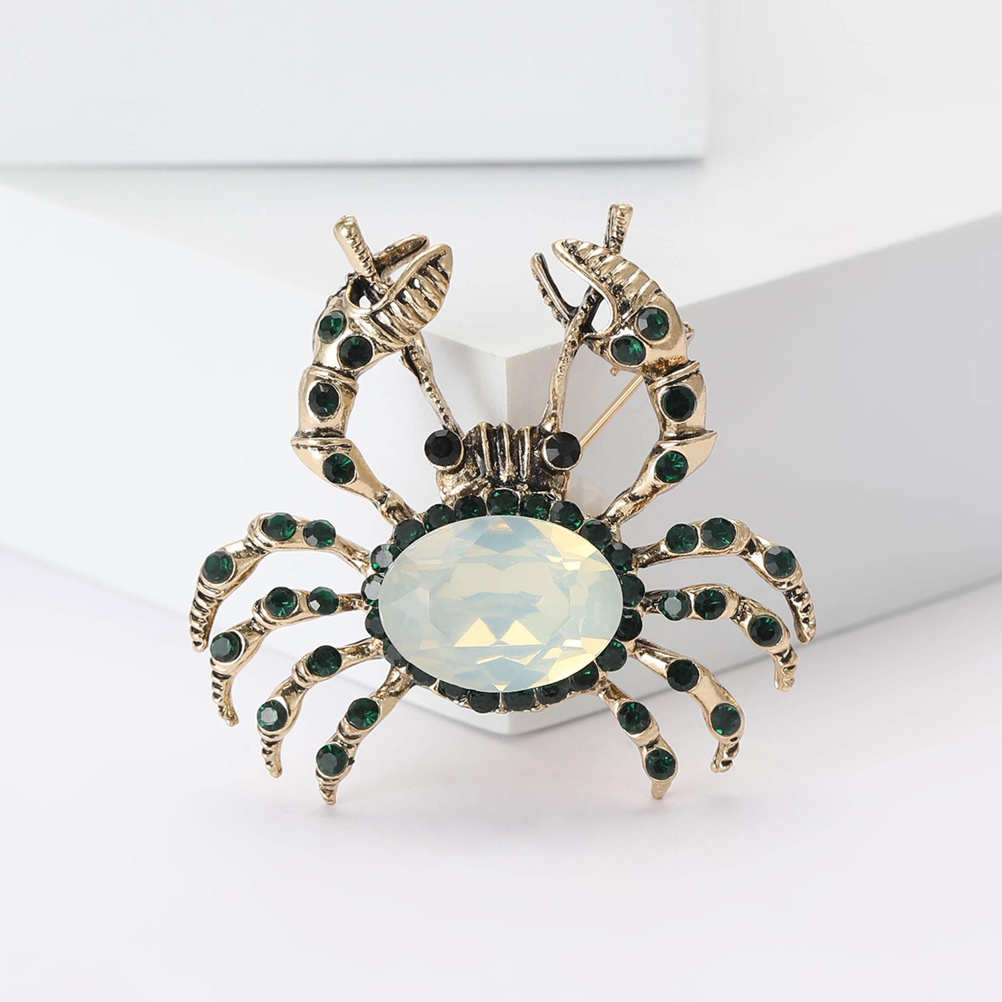 

Classic Rhinestones Crab Brooches for Women Unisex Marine Life Pins Friend Event Party New Gifts Jewelry Decoration Accessories