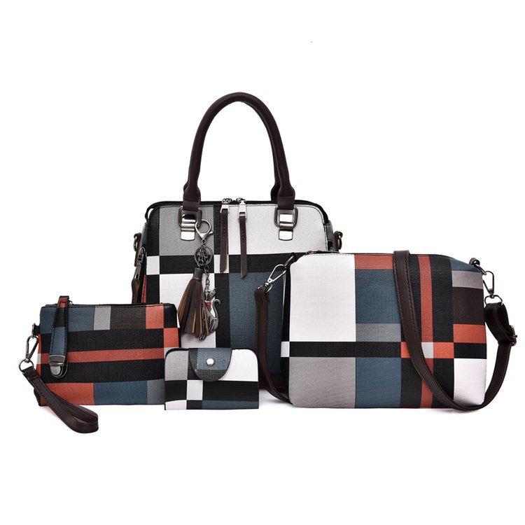 

Новая женская сумка ретро сумка-мессенджер на двойном плече модный набор из четырех предметов для матери и ребенка контрастная сумочка зелёный