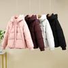Giacca Invernale da Donna Corta con Cappuccio Antivento Ispessita Calda con Maniche Raglan