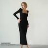 European and American Square Neck Temperament Slim Hip Dress