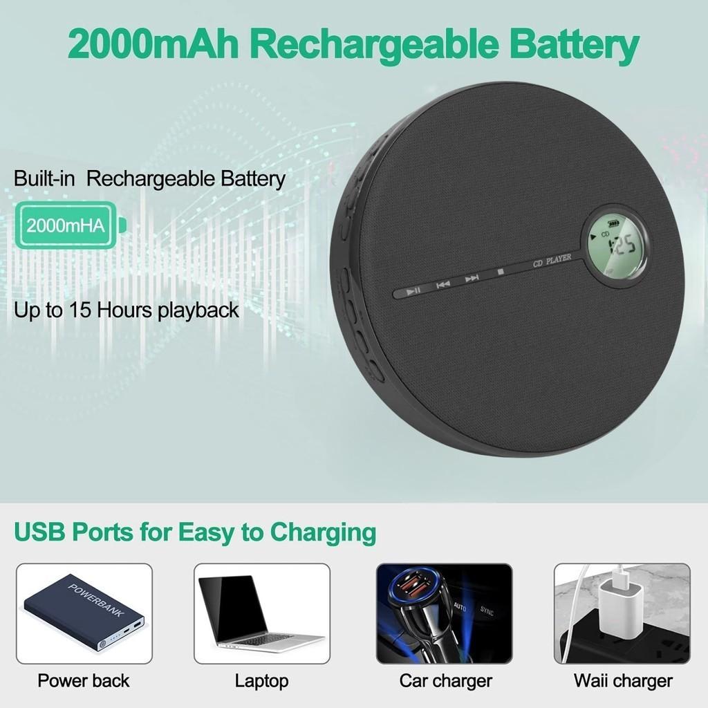 Multi-Functional CD Player  USB Music Player Dual Stereo Speakers Portable Bluetooth Receiver