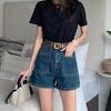 Women's High-Waist Slimming Denim Shorts - Summer 2024 A-Line Wide Leg, Four-Way Stretch