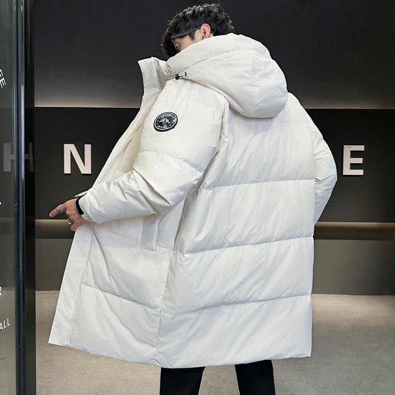 Men's High-Quality Thickened Down Jacket: Winter White Duck Down Hooded Outerwear - Trendy Casual Workwear.