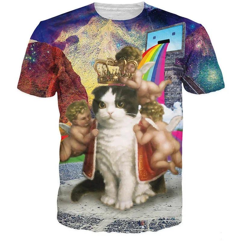 3D Printing Funny Cat T Shirt Men Women Animal Pattern Tees Summer Fashion Casual Loose O-Neck Short Sleeve Tops Street T-Shirts