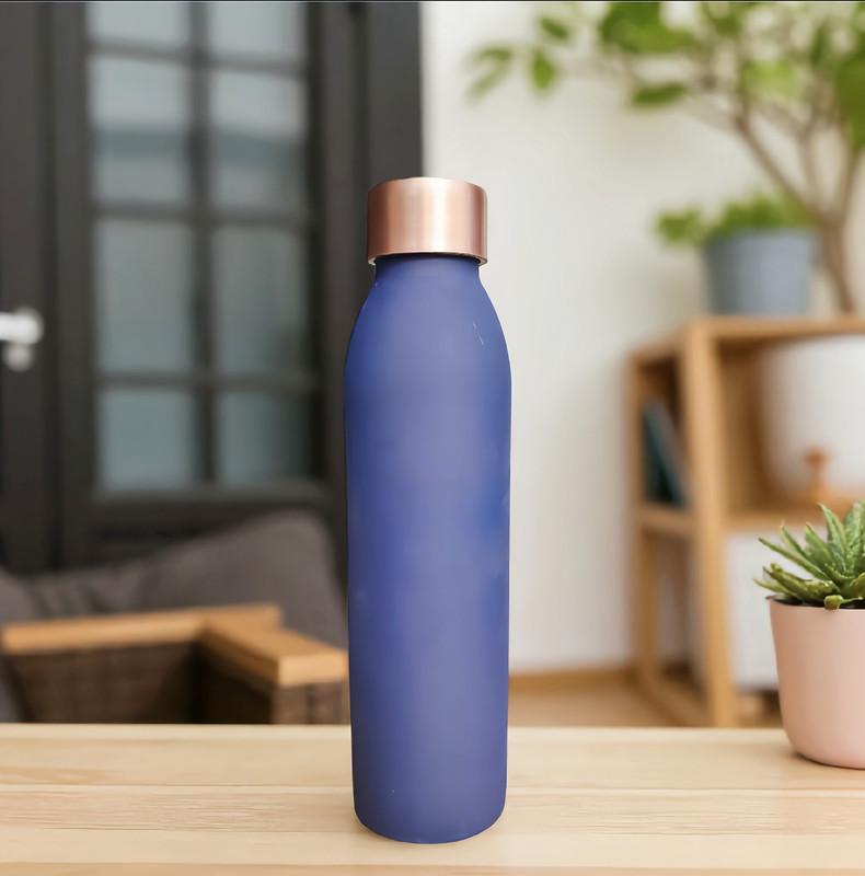 ABHAS® 1000ml Copper Water Bottle – Matte Blue Finish | Pure Copper | Ayurveda Wellness