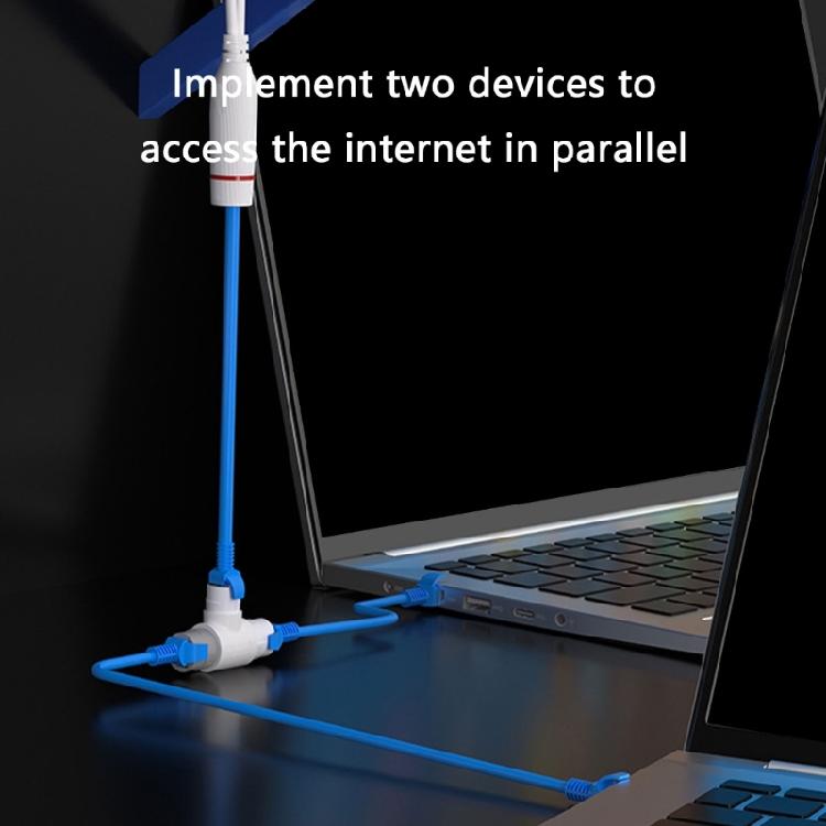 Waterproof 2 Port Ethernet Splitter ABS Texture Networks Adapter Suitable for Stable Connections in Humid Environment
