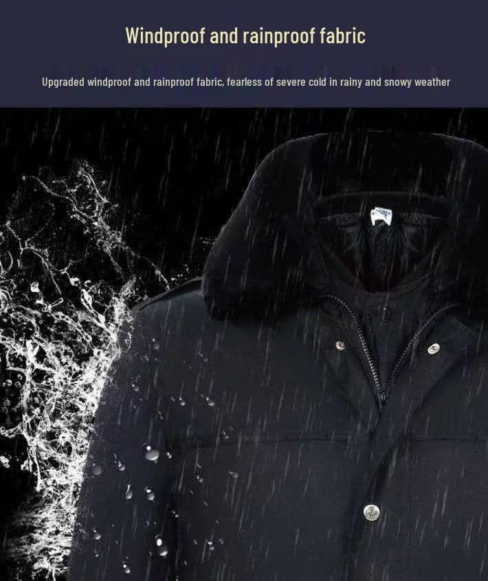 Autumn & Winter Windproof Waterproof Multi-functional Security Guard Coat with Cotton Insulation