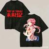 T-shirt Grafica Mirai Nikki Lavata Amante Anime Harajuku Nuovo Modello Unisex Oversize Vintage Larga Cotone Streetwear Top