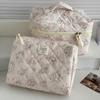 Fashion New Pink Flower Women Cosmetic Bags Handbag Travel Organizer Cosmetic Makeup Storage Pouch Portable Zipper Tote Bag