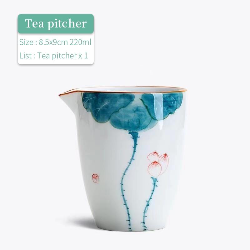 200ml Ceramic Fair Cup Pastoral Style Lotus Hand-painted Tea Sea Tea Divider