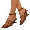 Sandales fermées tissées à bout carré pour femme, respirantes, à talon moyen de forme spéciale, chaussures décontractées pour le quotidien