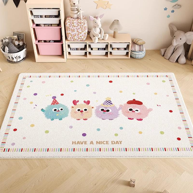 Cartoon Style Luxury Faux Cashmere Children's Floor Mat