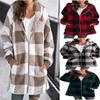 2024 Women’s Plaid Hooded Zipper Jacket with Plush Lining and Pockets