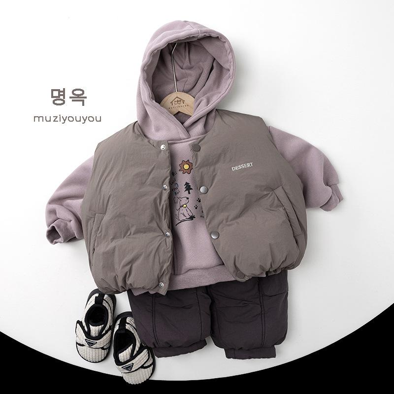 Kids Warm Thick Casual Solid Cotton Winter Pants For Unisex Children