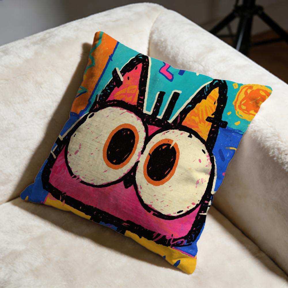 Doodle Cat Collection Cushion Cover Soft Decorative Pillow Case Suitable For Bedroom Sofa Car Travel Use